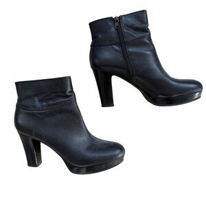 Nine West Leather Side Zip Heeled Eriellao Ankle Boots Sz 8